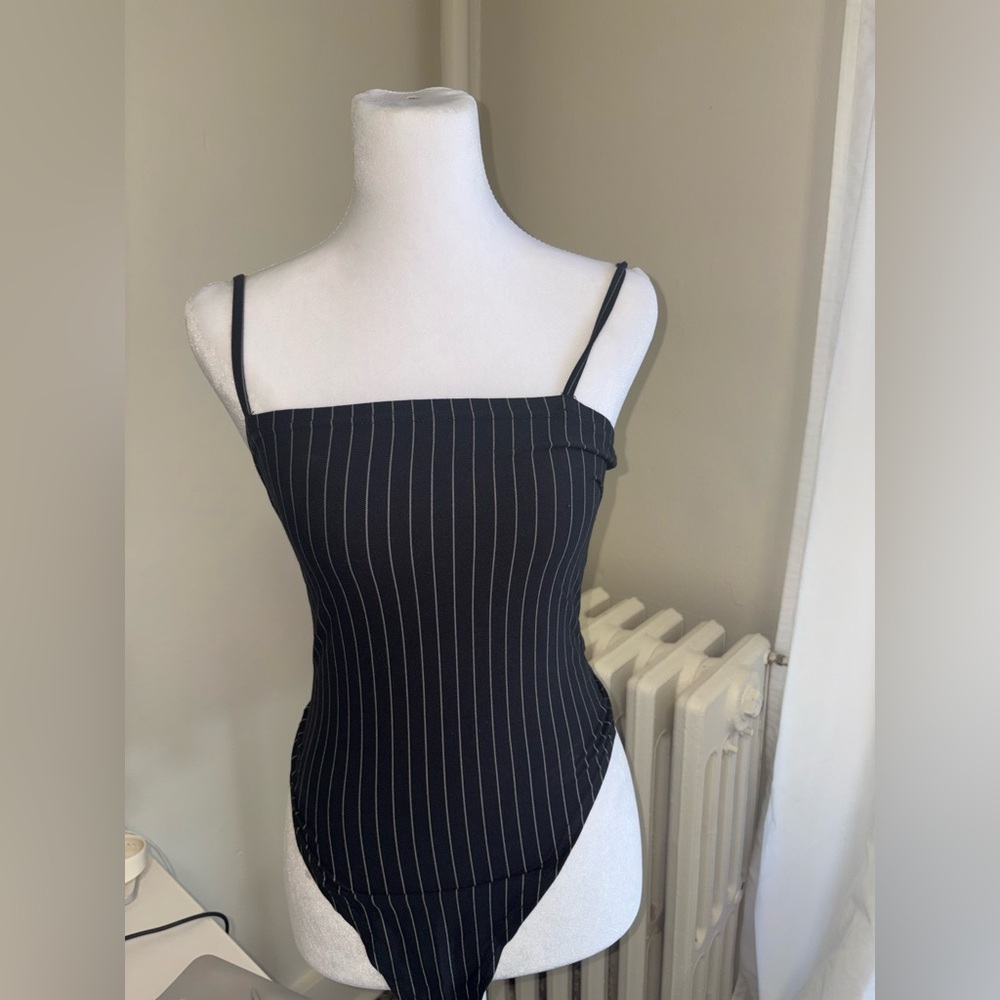Black Pinstripe Bodysuit